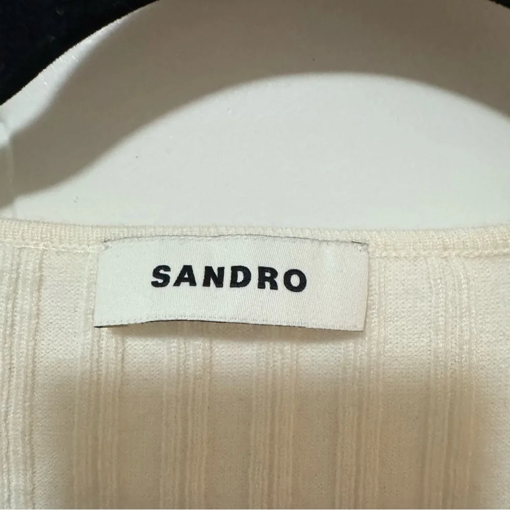 Sandro Knit Sweater With Twisted Neckline Beige Size 3 US Size 8